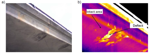 Thermal image showing a bridge deck defect